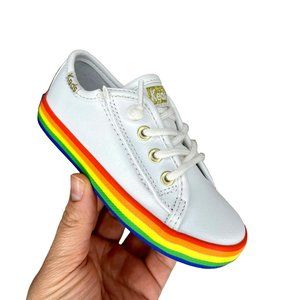 Keds Baby Girls Rainbow Sneaker Size 6.5 White Leather Upper Casual Stylish Shoe